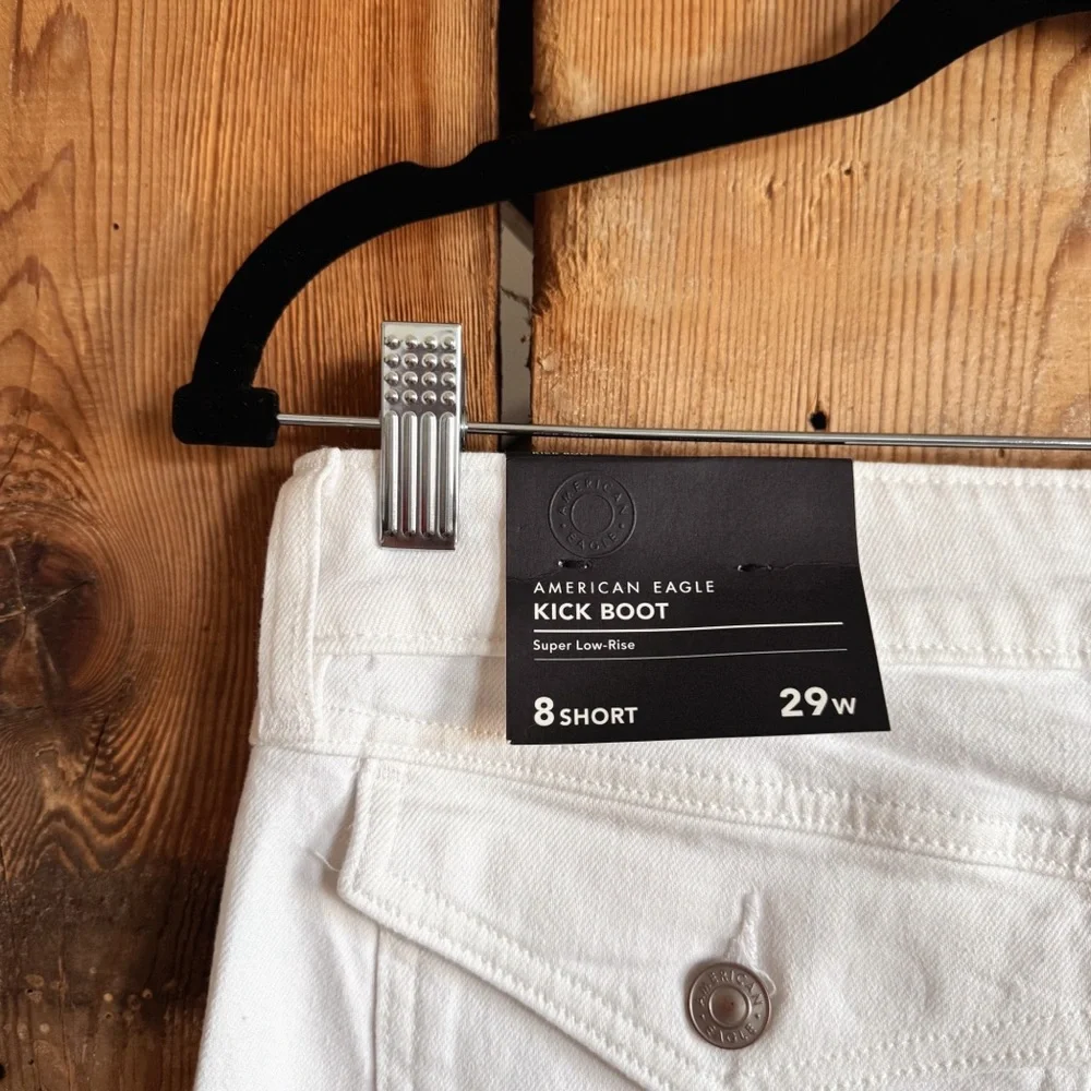 Sz 8 (Short) American Eagle Super Low-Rise Kick Bootcut Jean In White NWT - Picture 4 of 8